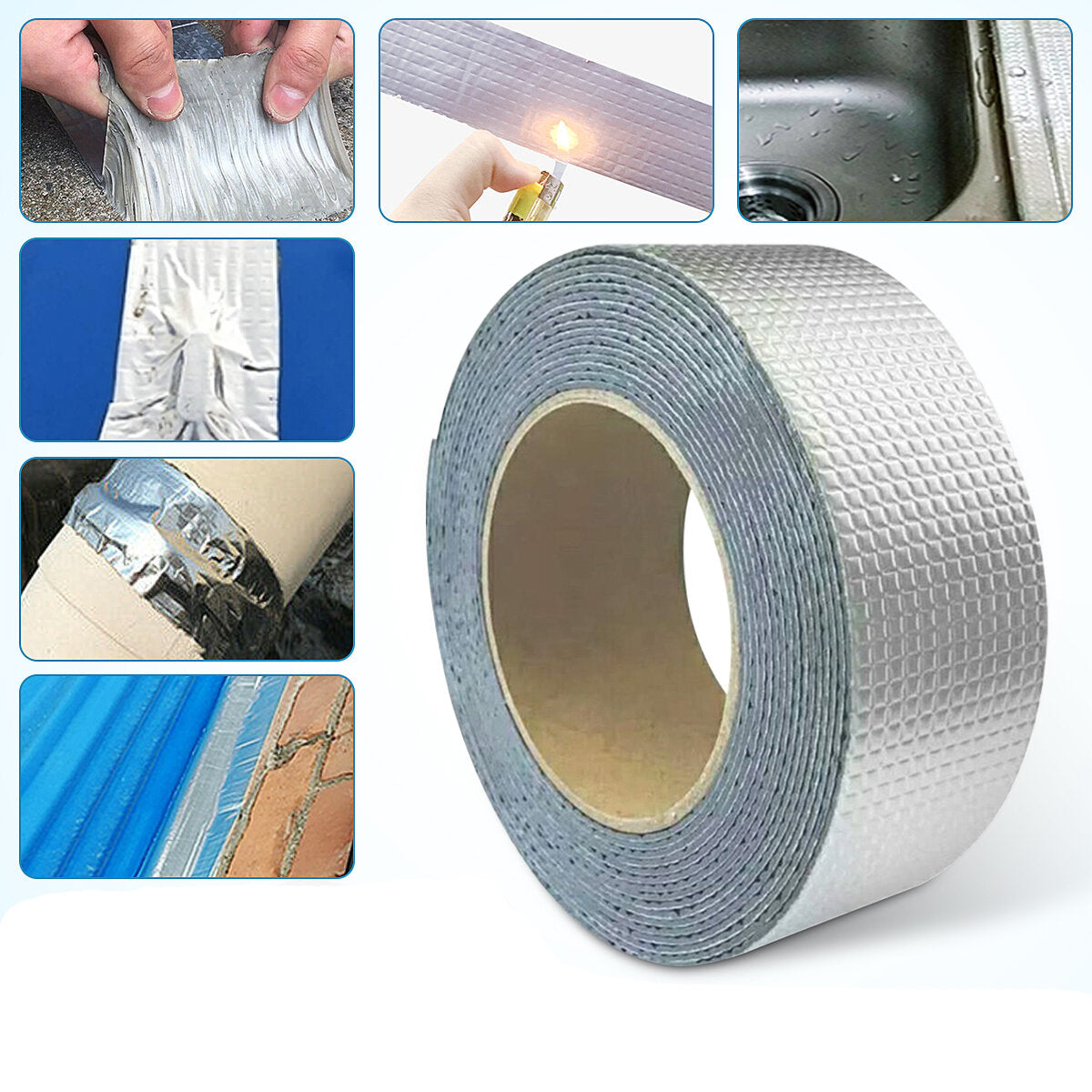 Butyl Rubber Waterproof Tape with Aluminum Foil and Cold Weather Bonding, 5m Roll