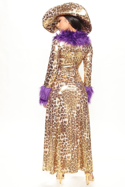 Gold Combo Zip Coat Costume Set with Faux Fur Trim, Shorts, and Hat