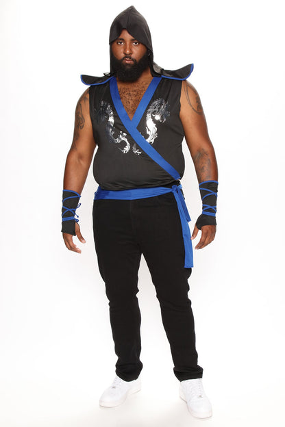 Hooded Warrior Costume Set with Gauntlets and Sash for Men