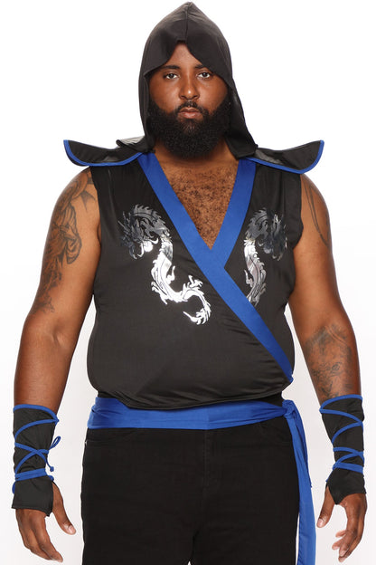Hooded Warrior Costume Set with Gauntlets and Sash for Men