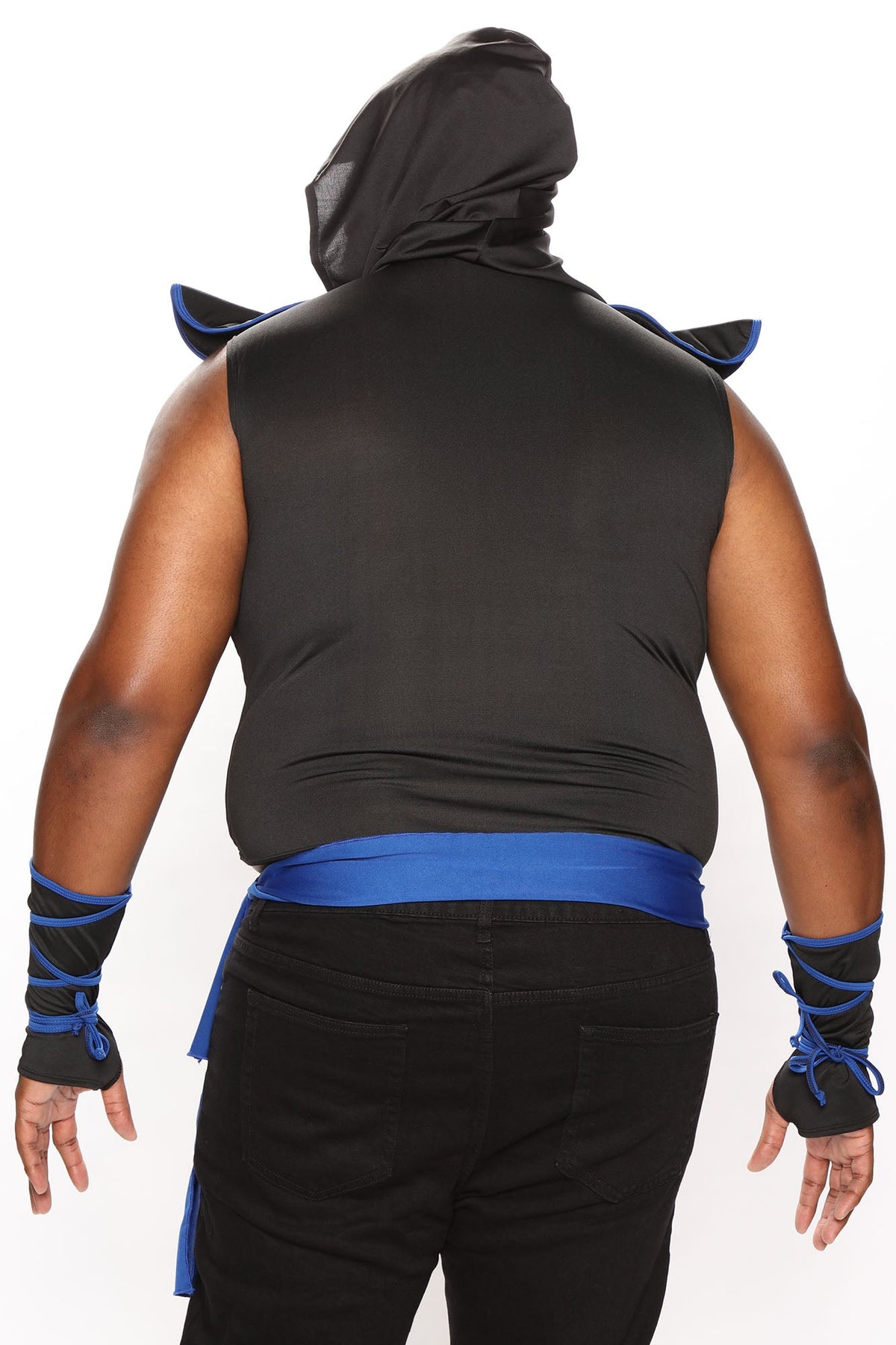 Hooded Warrior Costume Set with Gauntlets and Sash for Men