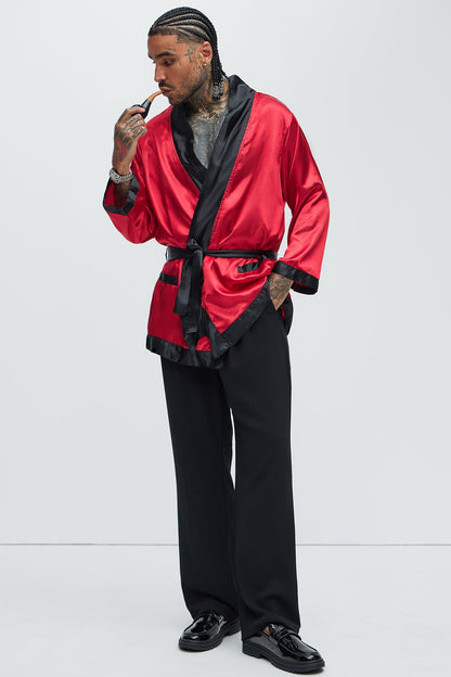Red and Black Lounge Robe Costume Set for Men