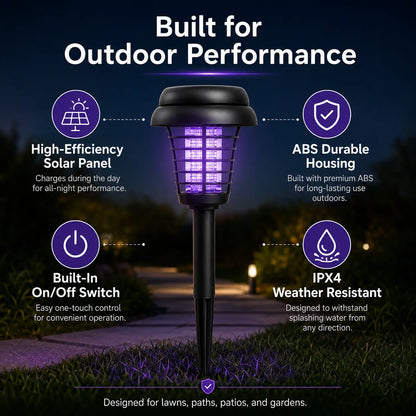Solar Bug Zapper with Automatic Dusk Sensor and Dual Mode, Ground Stake Installation All Vera Mart