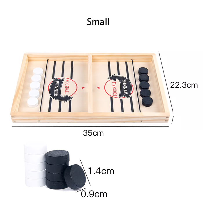 Wooden Puck Game with Center Gate and Fast-Paced Action for Kids