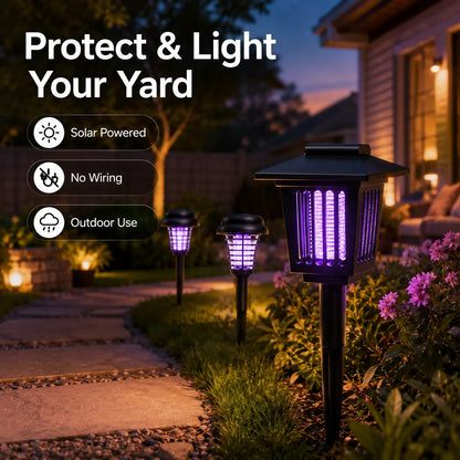 Solar Bug Zapper with Automatic Dusk Sensor and Dual Mode, Ground Stake Installation All Vera Mart