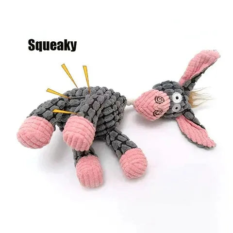 Dog Chew Toy with Layered Plush Fabric and Internal Squeaker, Machine Washable