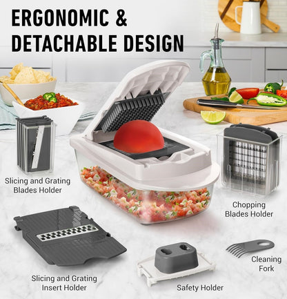 10-in-1 Vegetable Slicer with 8 Blades – Faster Cutting, Chopping, and Grating!-Grey-Nora Luxe
