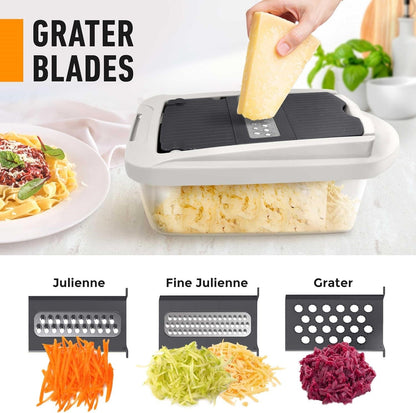 10-in-1 Vegetable Slicer with 8 Blades – Faster Cutting, Chopping, and Grating!-Grey-Nora Luxe