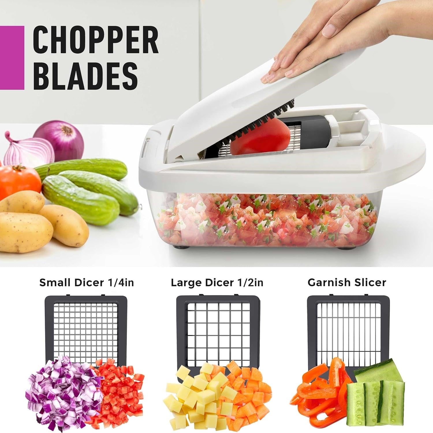 10-in-1 Vegetable Slicer with 8 Blades – Faster Cutting, Chopping, and Grating!-Grey-Nora Luxe