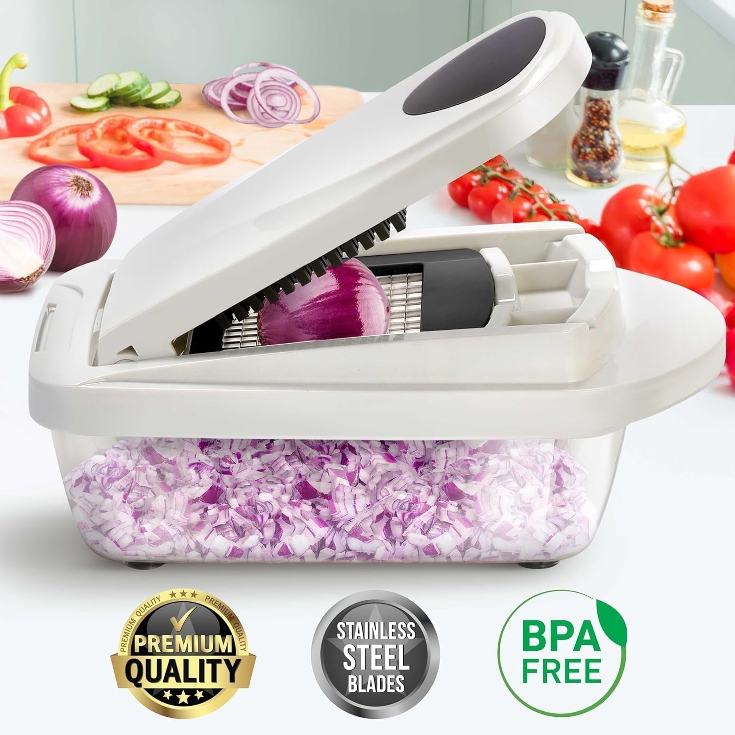 10-in-1 Vegetable Slicer with 8 Blades – Faster Cutting, Chopping, and Grating!-Grey-Nora Luxe