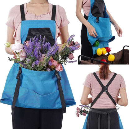 Garden Apron with Oxford Fabric and Cross Back Straps, Adjustable Waist