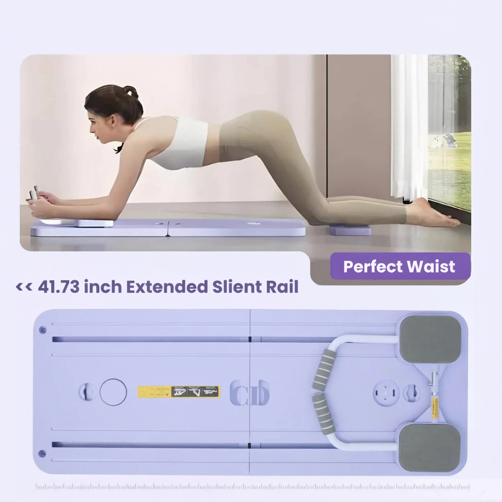 Portable Folding Balance Board with Resistance Bands for Home Pilates Training