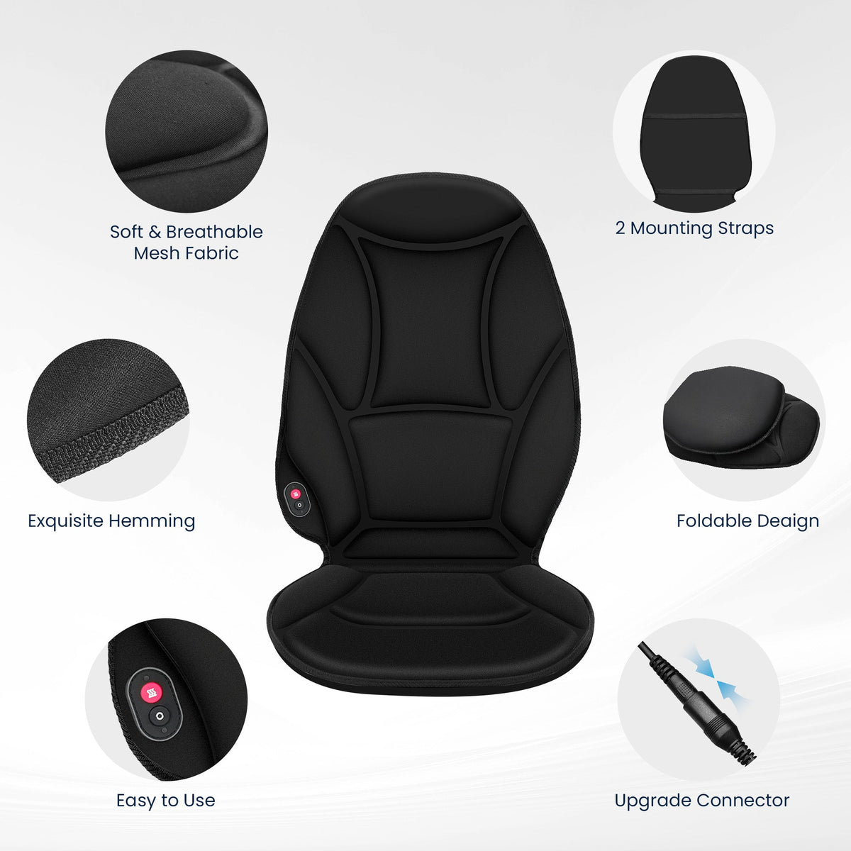Vibrating Massage Cushion with Dual Zone Heat and 5 Motors for Home Office Car