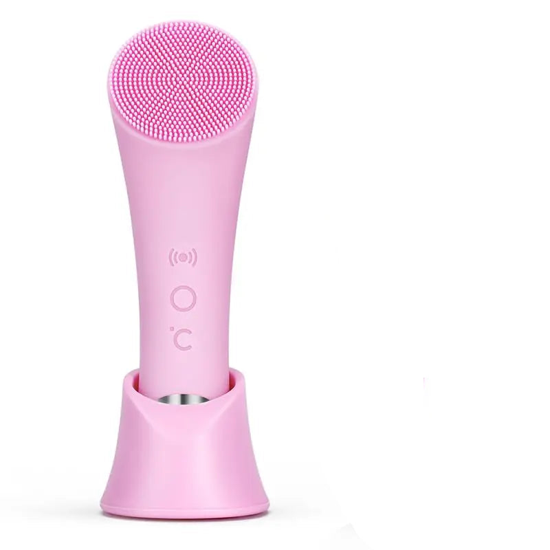 Electric Facial Cleansing Silicone Brush, Heatable Vibrating Face Scrubber with Massage, Silicone Face Scrubber for Women & Men, Electric Facial Cleanser for Deep Cleansing, Gentle Exfoliating.SummerWins DealsForYouDays allveramart