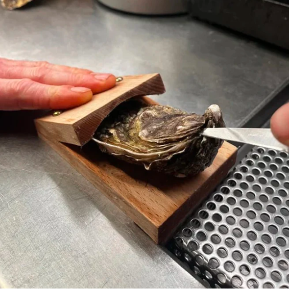 Wood Oyster Shucking Clamp for Quick and Secure Oyster Opening