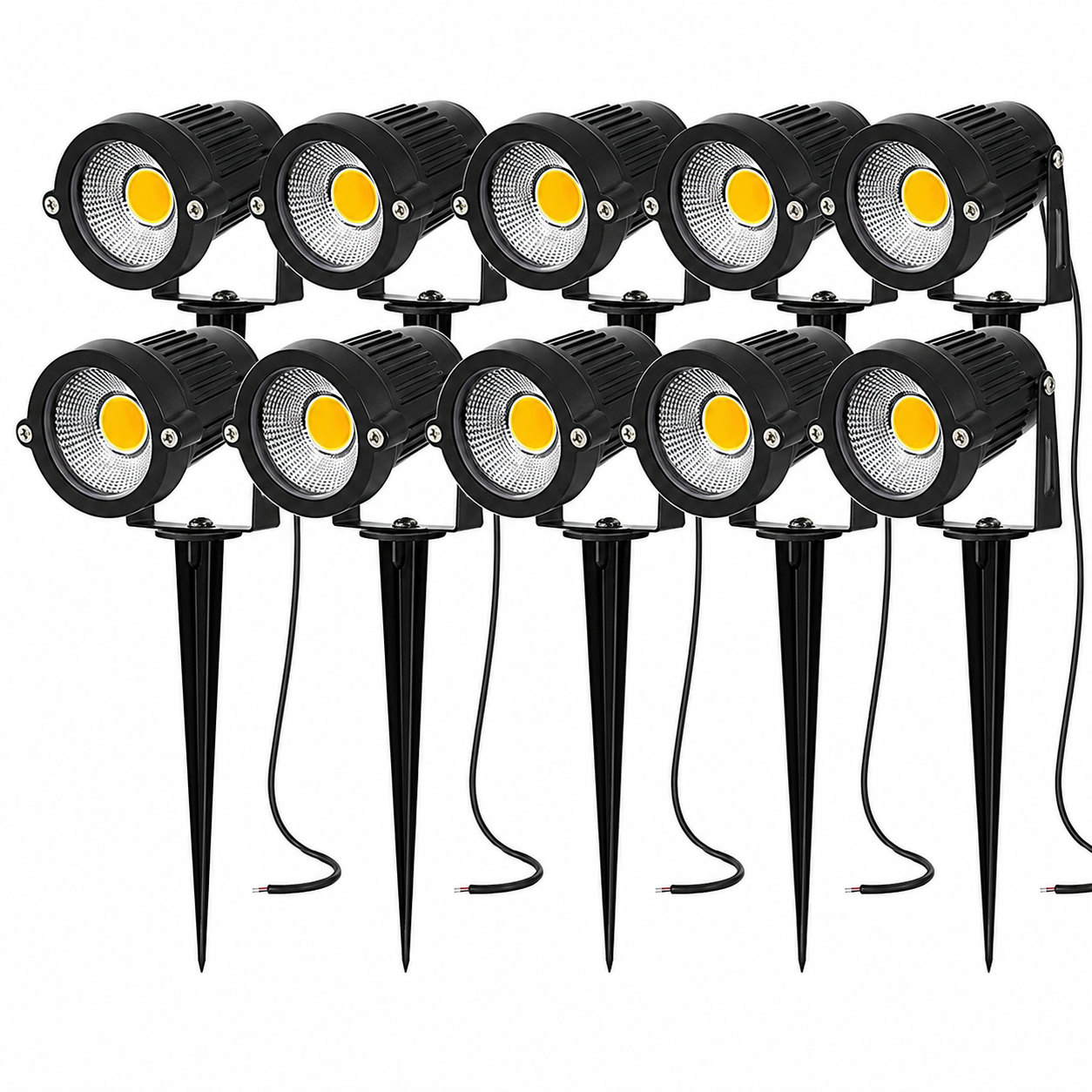 12V LED Landscape Spotlight with 270-Degree Adjustable Head and 500 Lumens, 10-Pack