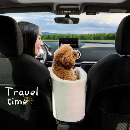 Pet Car Seat Travel Bag with Zipper Top and Collar Lanyard for Small Dogs and Cats in Beige Or Gray