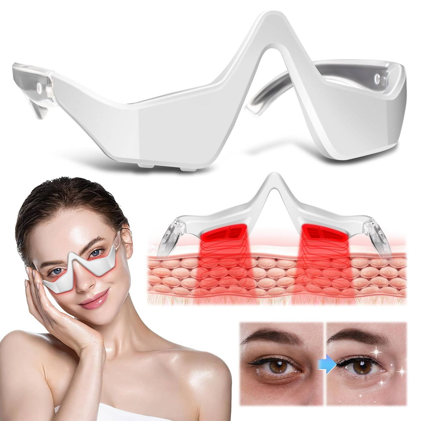 Wearable Eye Massager with Red Light and Four Massage Modes