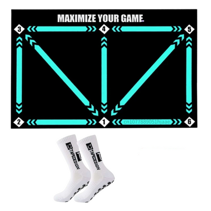Soccer Training Mat with Video Program and Grip Socks for Youth Skill Development