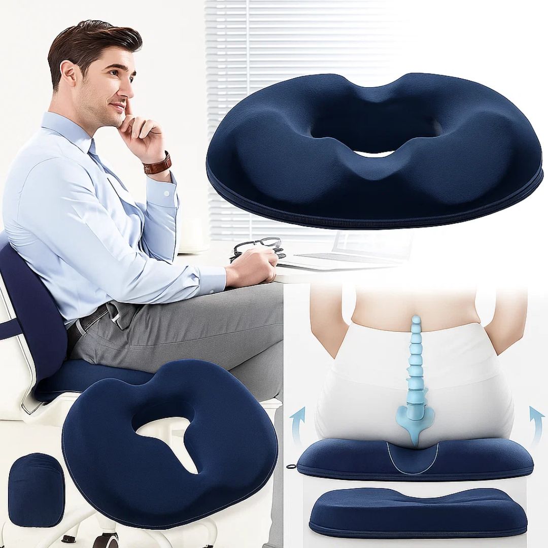 Memory Foam Donut Shape Seat Cushion with Center Opening and Washable Cover for Office, Travel, Home
