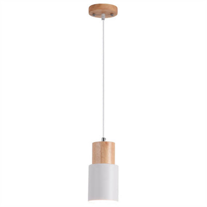 Metal and Wood Pendant Light, Modern Industrial Design