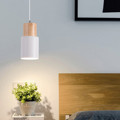 Metal and Wood Pendant Light, Modern Industrial Design