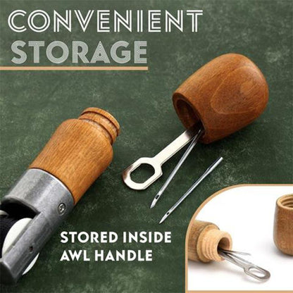 Leather Sewing Awl Kit with Dual Needles and Waxed Thread for Repairs