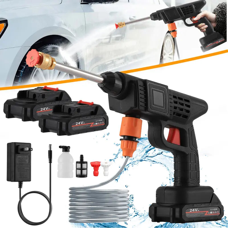 Dazone Electric Car Washing Machine 380 PSI 21V Portable Cordless High Pressure Water Gun Car Washer Cleaner 2 Replaceable 24V Batteries with 12000mAh Capacity allveramart