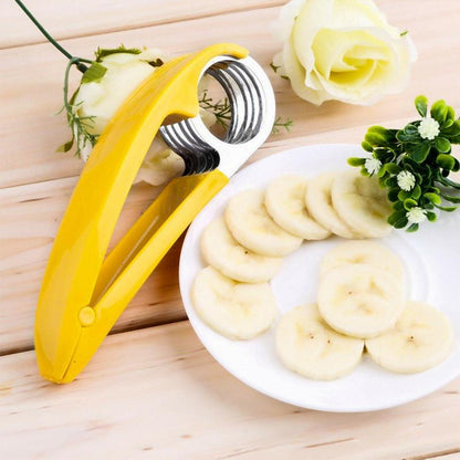 Handheld Banana Slicer with Stainless Steel Blades and Ergonomic Handle