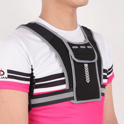 Reflective Chest Vest with Phone Pocket and Water Bottle Holder