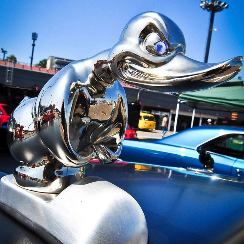 Chrome Duck Radiator Emblem with Integrated Mounting Pins