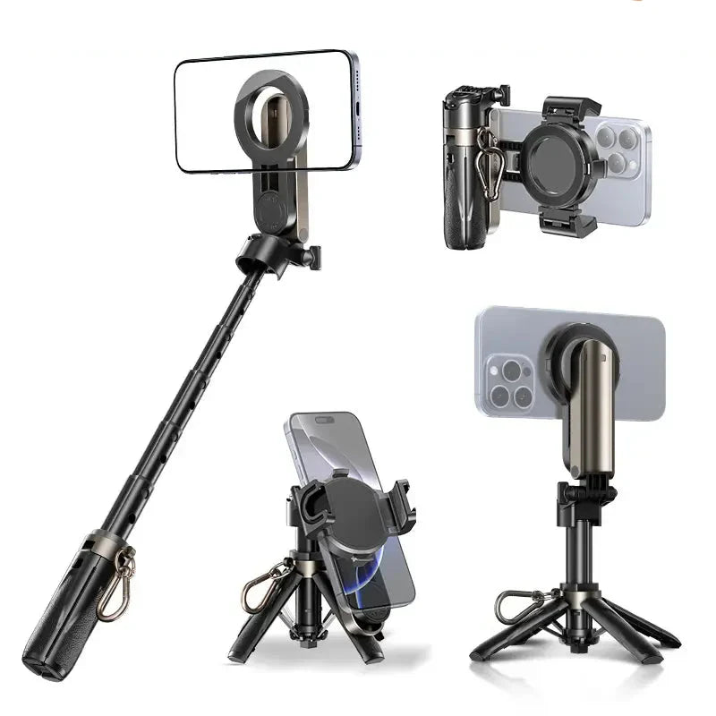 NEW - MAGIC JOHN 4-in-1 Multifunctional Magnetic Selfie Stick – 360° Rotation, Compact & Stylish, With wireless Bluetooth control, Magnetic Phone Holder for Selfies/Video Recording/Vlogging, Compatible with Most Phone Modes summerwins allveramart