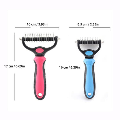 Pet Grooming Brush with Steel Teeth and TPR Grip for Medium to Long Fur
