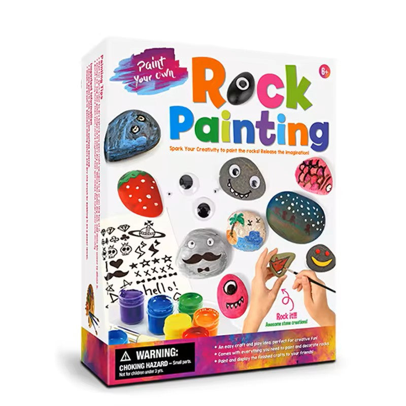 Stone Painting Kit with River Stones and Acrylic Paints for Kids Ages 4-12