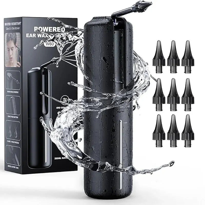 Ear Cleaning System with Triple Jet Water Stream and Adjustable Pressure, Rechargeable