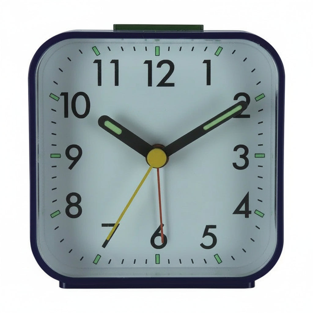 Silent Alarm Clock with Night Light and Snooze Function, Analog Display