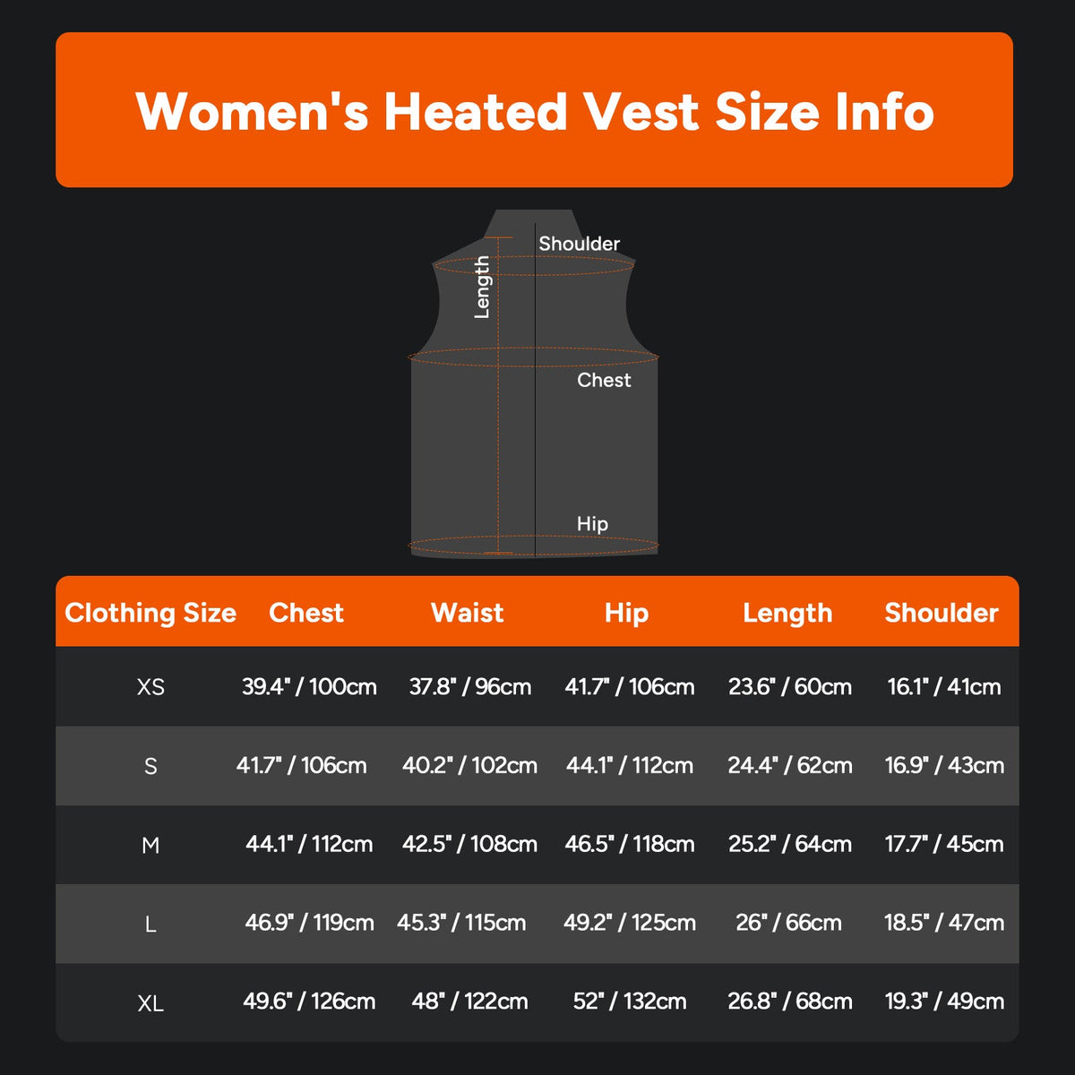 Women's Core Heated Vest with Six Heat Zones and Three Temperature Levels
