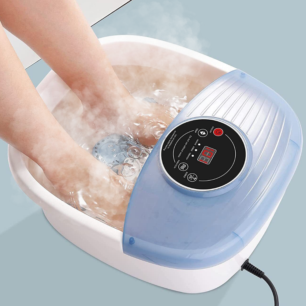 Heated Foot Bath with Massage Rollers and Bubble Function, Vibration Mode