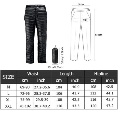 Insulated Pants with Full Leg Zippers and Adjustable Waist for Cold Weather