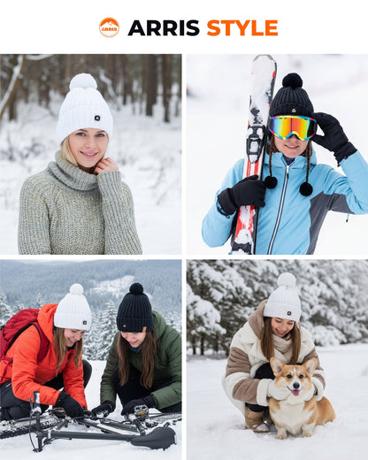 Heated Beanie with Carbon Fiber Panels and Three Temperature Settings for Winter
