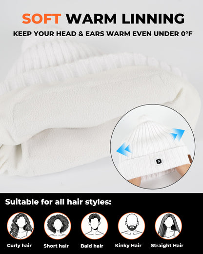 Heated Beanie with Carbon Fiber Panels and Three Temperature Settings for Winter