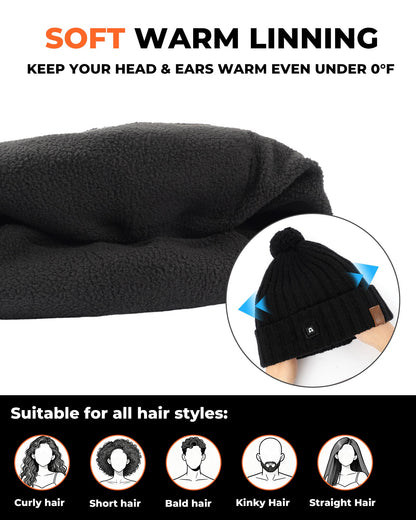 Heated Beanie with Carbon Fiber Panels and Three Temperature Settings for Winter