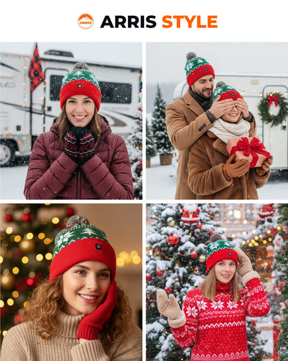 Battery Powered Heated Winter Beanie with 2 Ear Warming Pads and 3 Temperature Levels for Cold Days