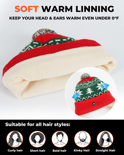 Battery Powered Heated Winter Beanie with 2 Ear Warming Pads and 3 Temperature Levels for Cold Days