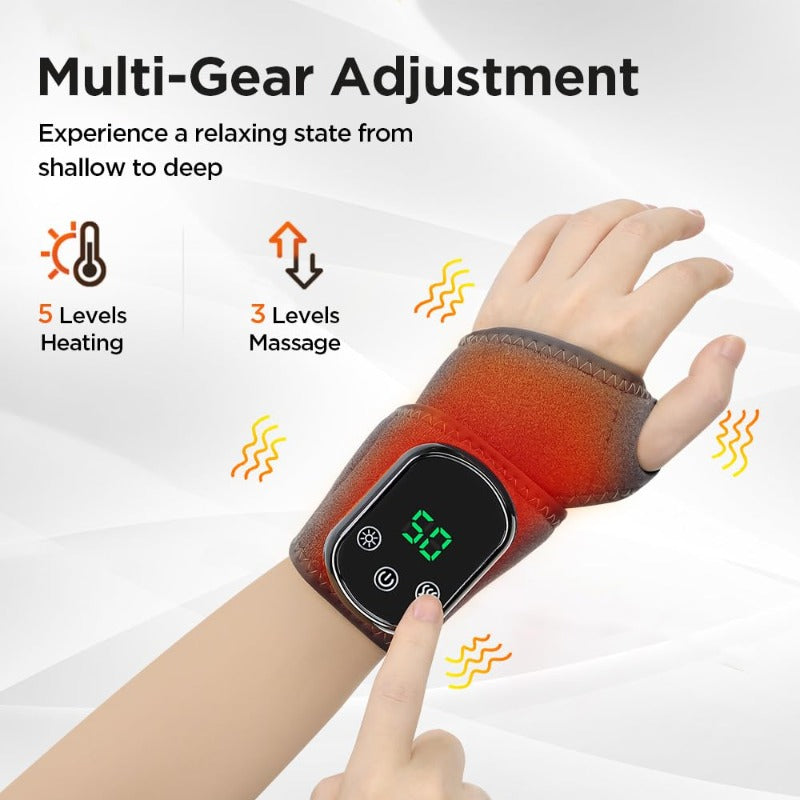 Wrist Massage Wrap with Heat and Vibration, Rechargeable