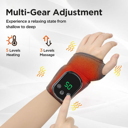 Wrist Massage Wrap with Heat and Vibration, Rechargeable