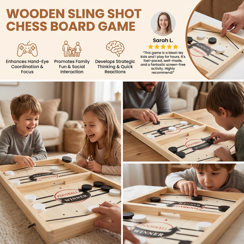 Wooden Chess Style Board Game with Sling Shot Catapults in Two Sizes
