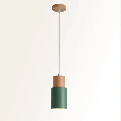 Metal and Wood Pendant Light, Modern Industrial Design