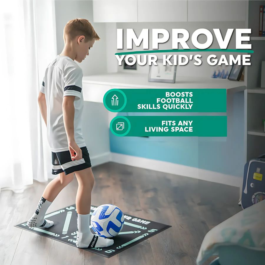 Soccer Training Mat with Video Program and Grip Socks for Youth Skill Development