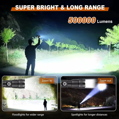 Rechargeable Flashlight with Adjustable Zoom and Five Lighting Modes